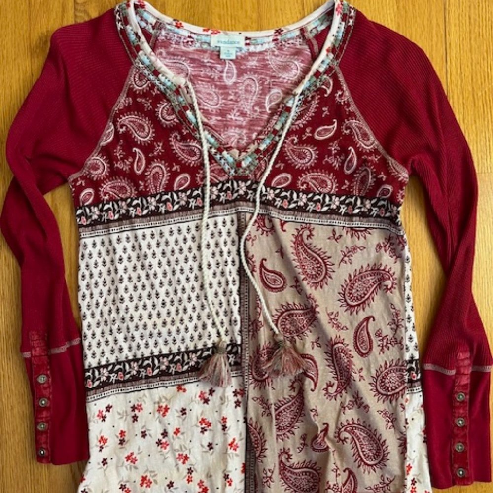 Sundance, Size S, red/multi-color long sleeve shirt